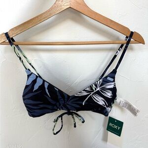 Roxy Navy Floral Bikini Top w/ tie back and adjustable straps